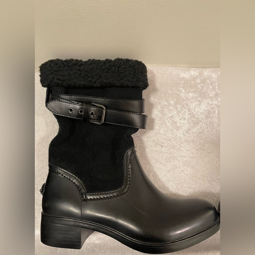 Coach Zena Black Suede Leather Winter Mid-Calf Boot Size 8B
